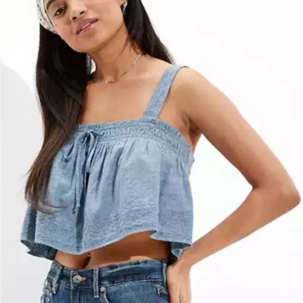 American Eagle Outfitters Chambray Crop Top